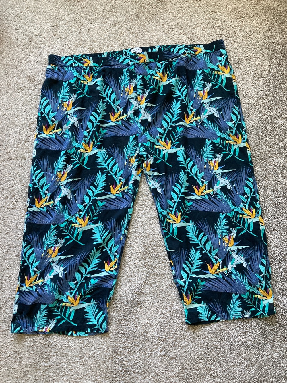 NWT WRAY Luna Pants midnight tropical Resortwear floral crop wide leg sz 6xl